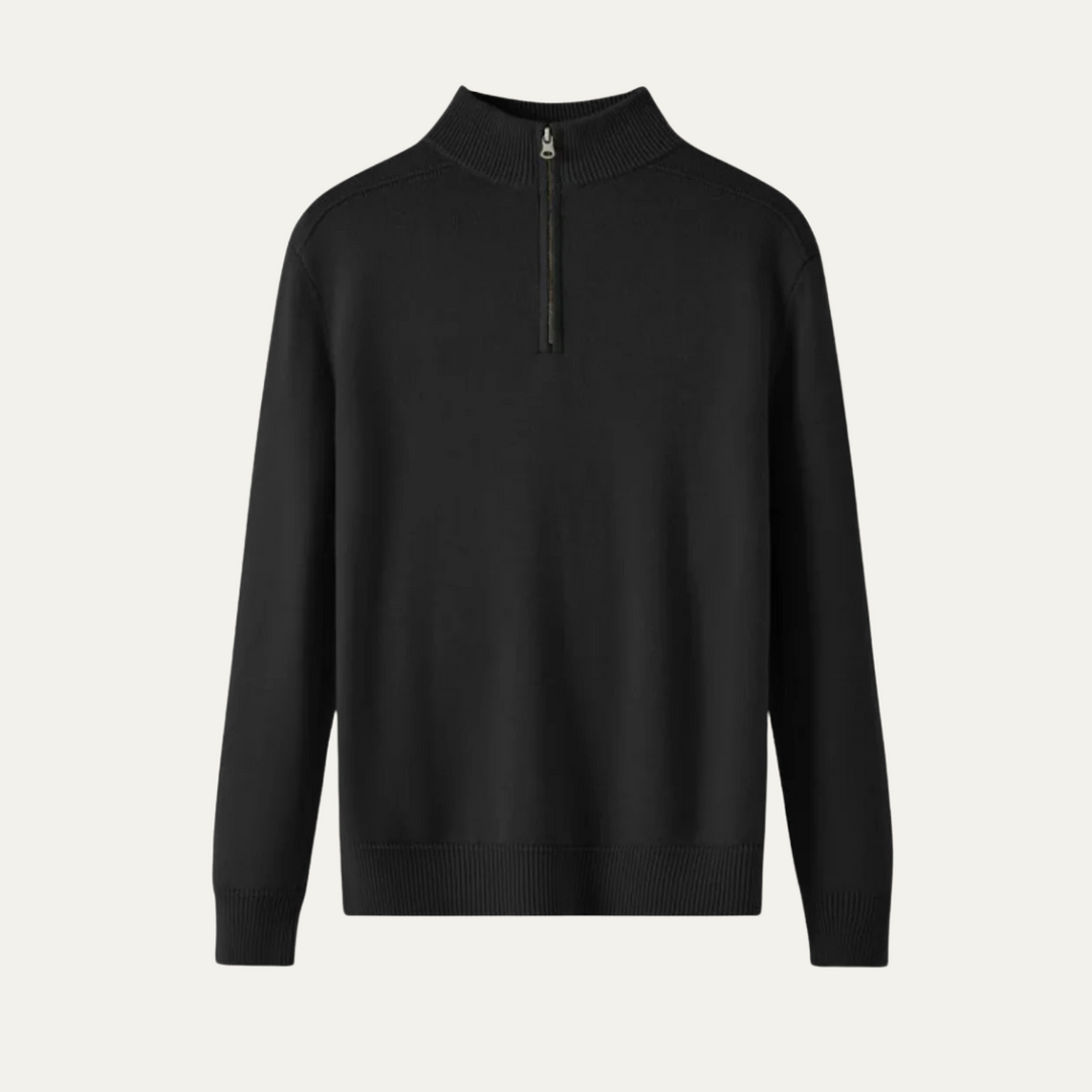 Stickad Tröja för Män med Kvartsdragkedja | Skräddarsydd Passform för Elegant Stil 1
