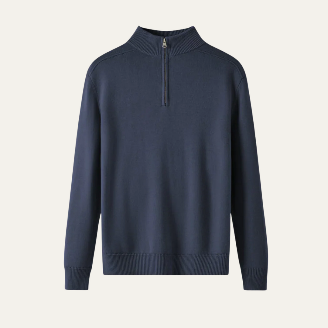 Stickad Tröja för Män med Kvartsdragkedja | Skräddarsydd Passform för Elegant Stil 3