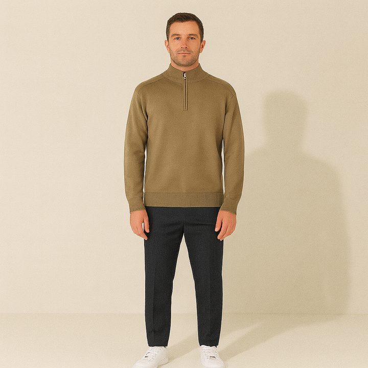 Stickad Tröja för Män med Kvartsdragkedja | Skräddarsydd Passform för Elegant Stil 4