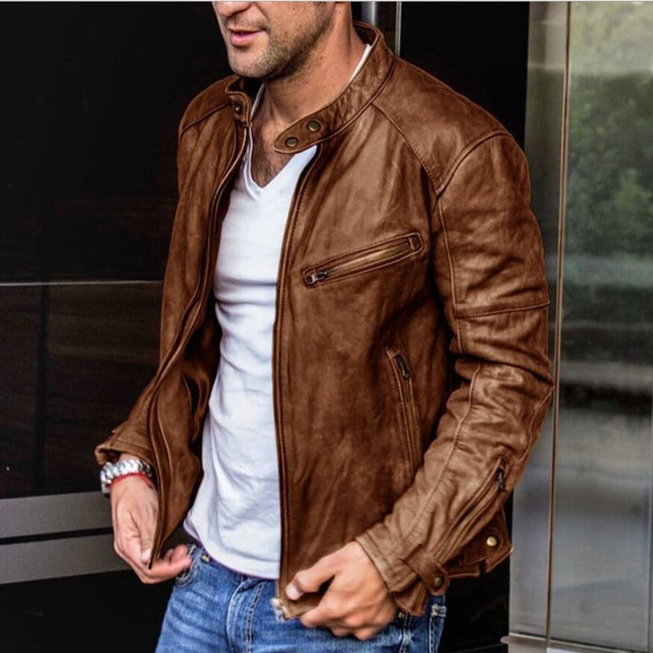 Stilren Bikerjacka för Män med Väderbeständig Finish | Slim Fit Design för Modern Elegans 2