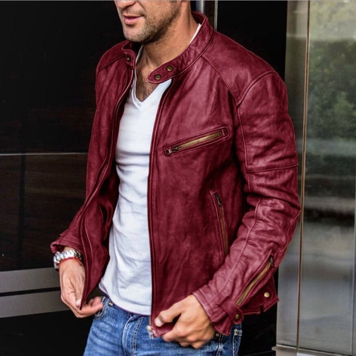 Stilren Bikerjacka för Män med Väderbeständig Finish | Slim Fit Design för Modern Elegans 3