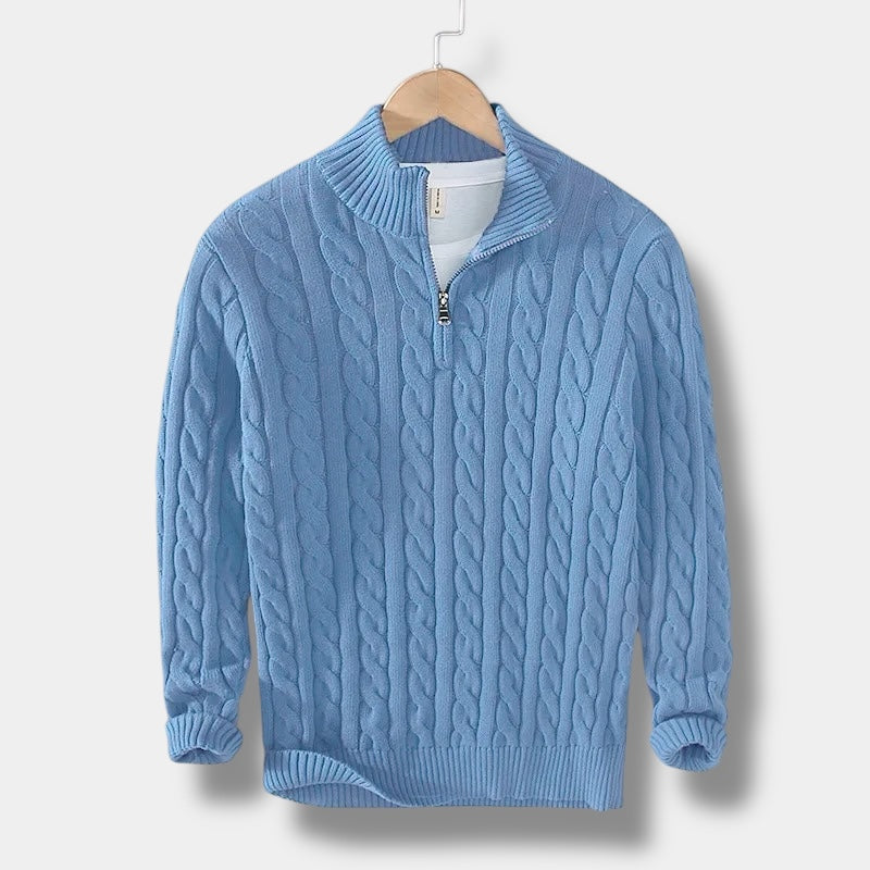 Tidlös Halv Dragkedja för Män med Jacquardstickning | Slimmad Passform för Elegant Vardagsstil 10