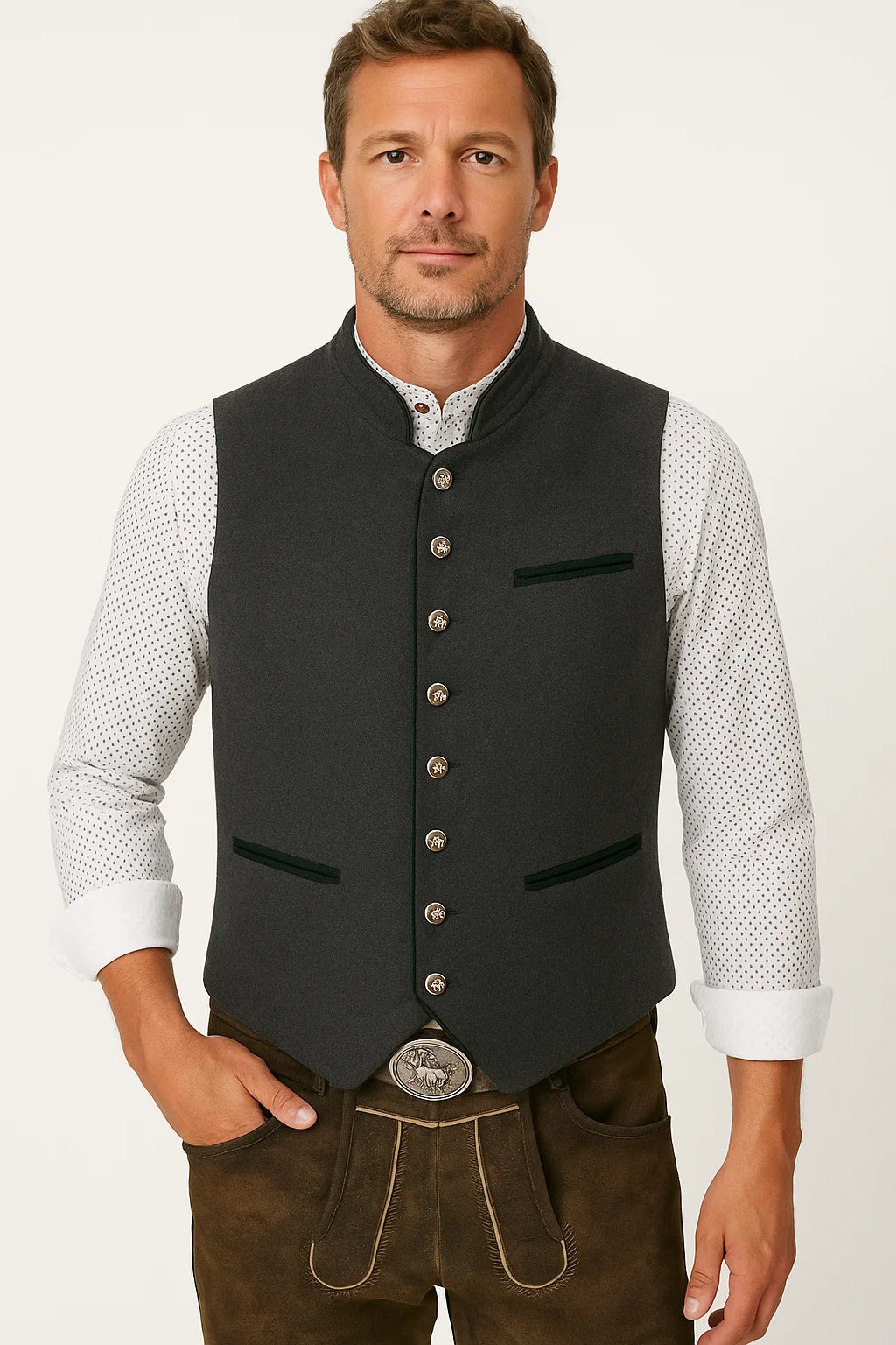 Traditionell Herr Väst med Broderade Detaljer för Elegant Stil | Skräddarsydd Passform för Formella Tillfällen 1