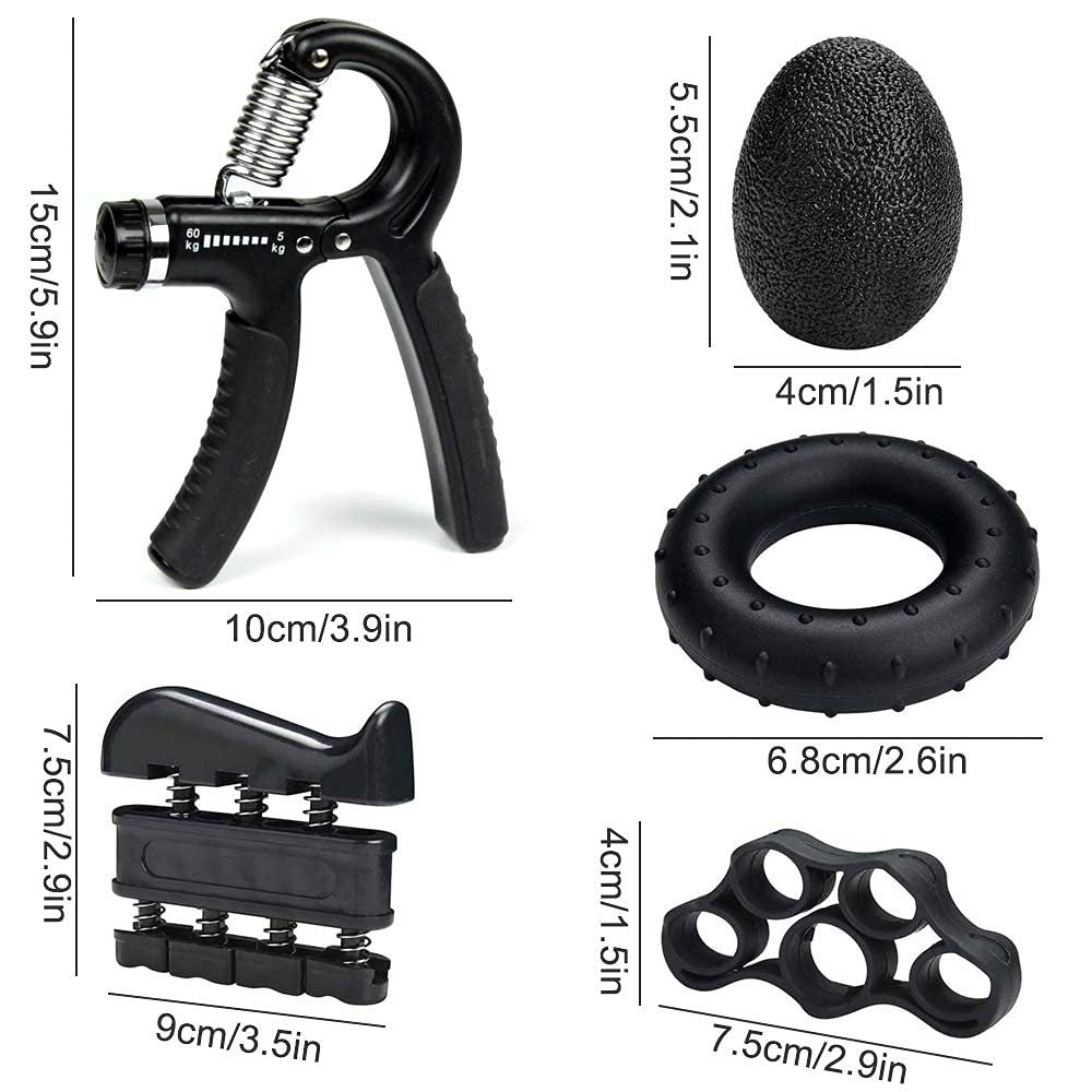 Träningskit för Handstyrka | Justerbara Grepptränare för Rehabilitering och Styrka | Mångsidigt 5-Pack för Optimal Greppkontroll