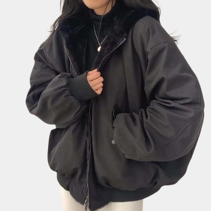 Vändbar Vinterjacka Dam | Oversize Design med Huva &amp; Fleecefoder för Extra Värme 4
