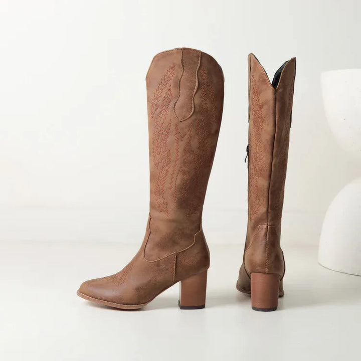 Västerländska Cowboystövlar | Ultralätta Högstövlar med Komfortfoder | Elegant Design för Vardag och Fest 0