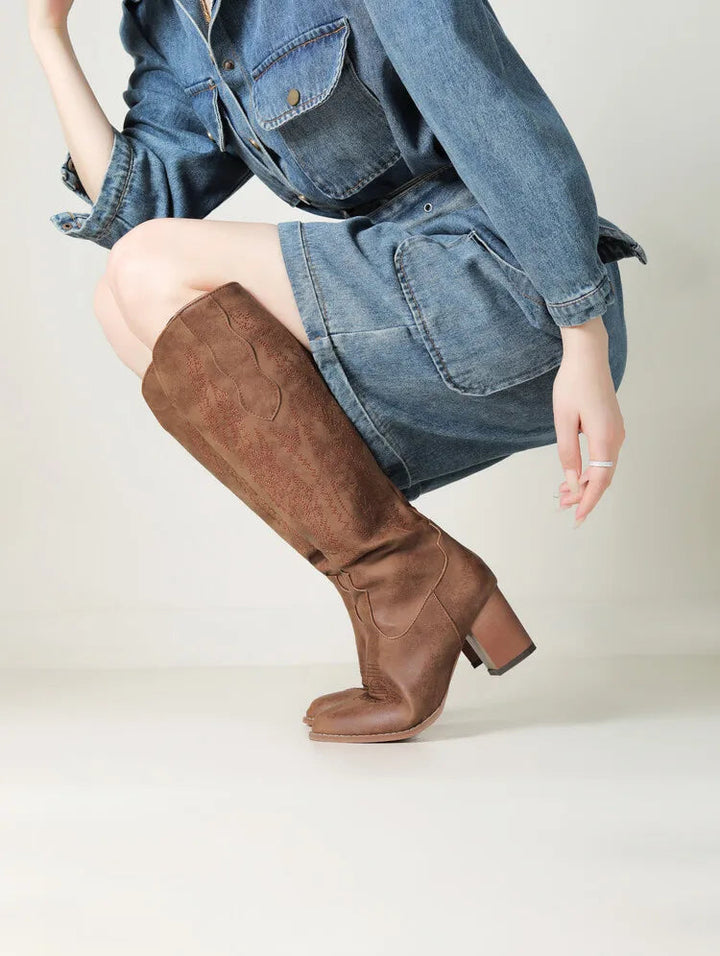 Västerländska Cowboystövlar | Ultralätta Högstövlar med Komfortfoder | Elegant Design för Vardag och Fest 1