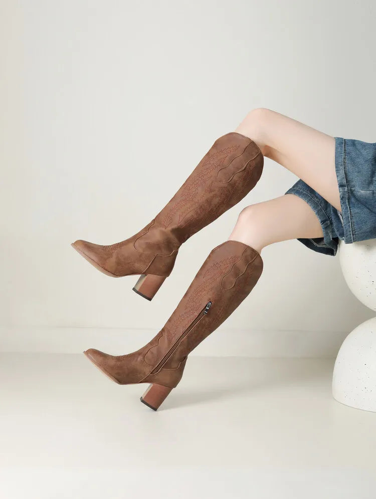 Västerländska Cowboystövlar | Ultralätta Högstövlar med Komfortfoder | Elegant Design för Vardag och Fest 3