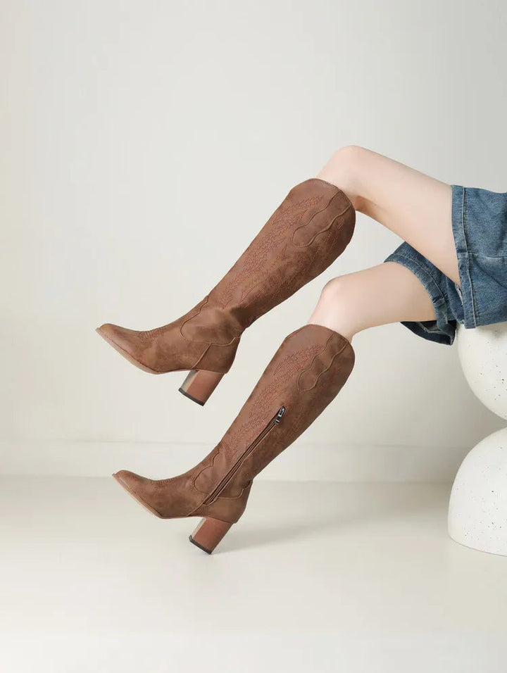Västerländska Cowboystövlar | Ultralätta Högstövlar med Komfortfoder | Elegant Design för Vardag och Fest 3