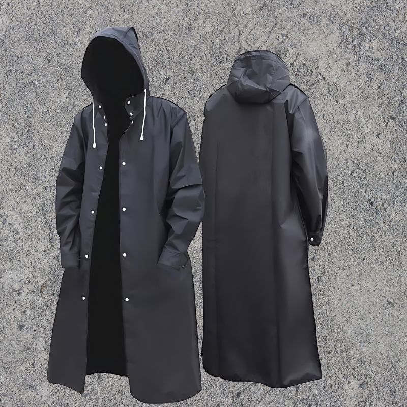 Vattentät Herrjacka med Huva | Minimalistisk Design för Skydd mot Regn 2