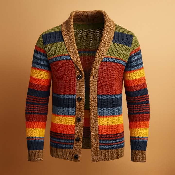 Vintage-Inspirerad Stickad Cardigan för Män med Chunky Textur | Bekväm Lager för Kalla Dagar 0