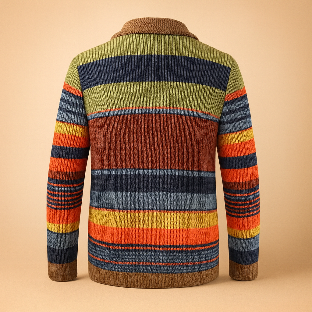 Vintage-Inspirerad Stickad Cardigan för Män med Chunky Textur | Bekväm Lager för Kalla Dagar 1