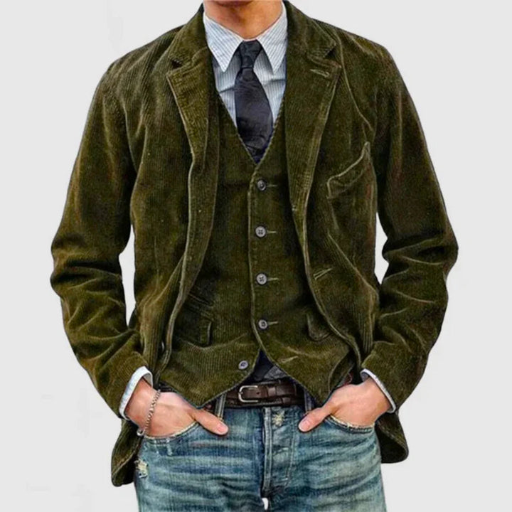 Vintage Herrkappa | Enkelknäppt Design med Klassisk Krage | Varm och Slitstark för Stil och Komfort 3