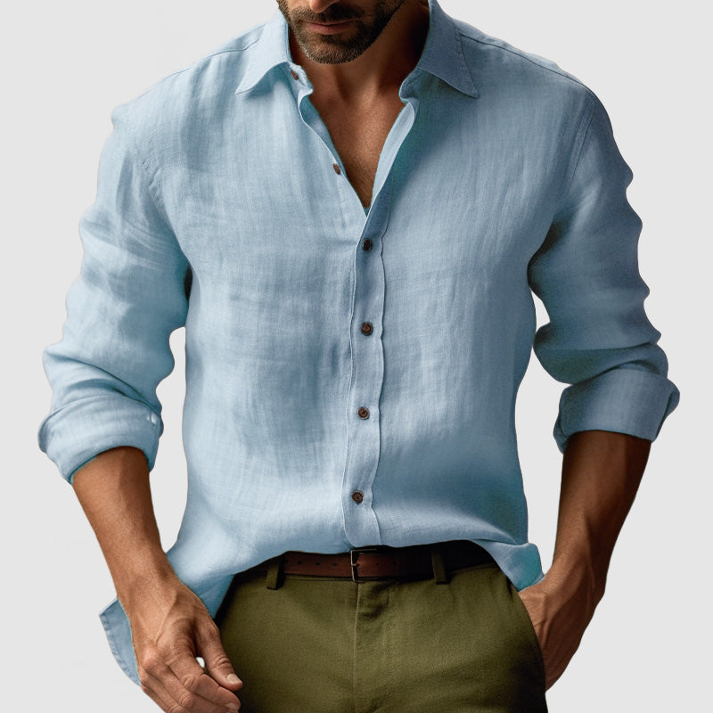 Vintage Linne Skjorta | Långärmad, Lätt och Andningsbar för Smart-Casual Stil 3
