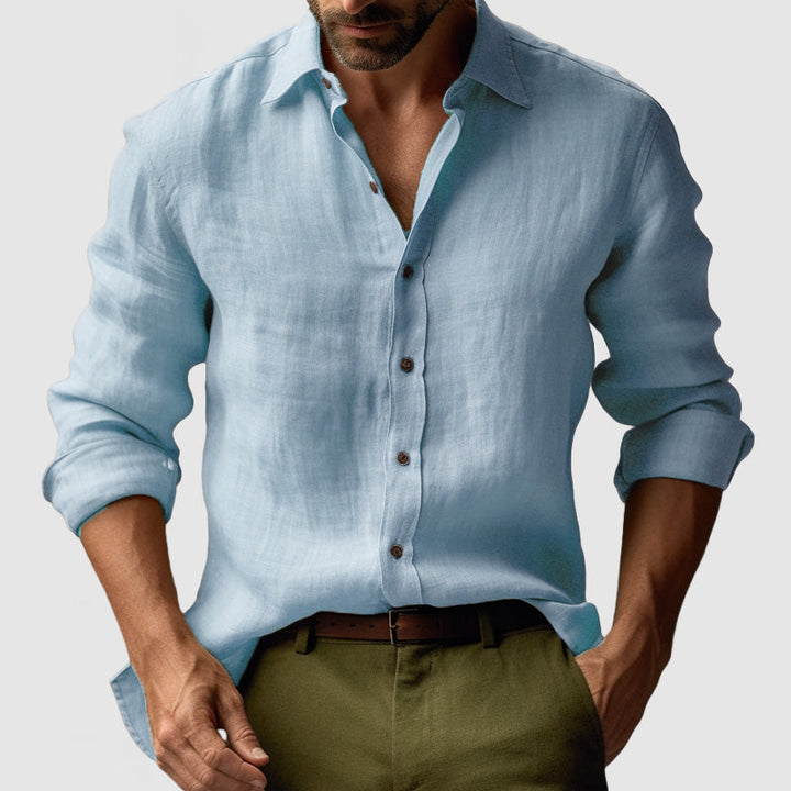 Vintage Linne Skjorta | Långärmad, Lätt och Andningsbar för Smart-Casual Stil 3