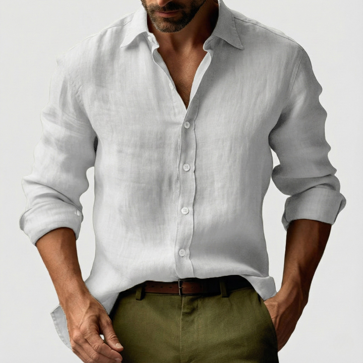 Vintage Linne Skjorta | Långärmad, Lätt och Andningsbar för Smart-Casual Stil 4