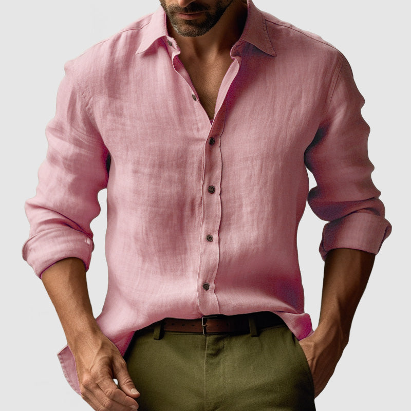 Vintage Linne Skjorta | Långärmad, Lätt och Andningsbar för Smart-Casual Stil 5