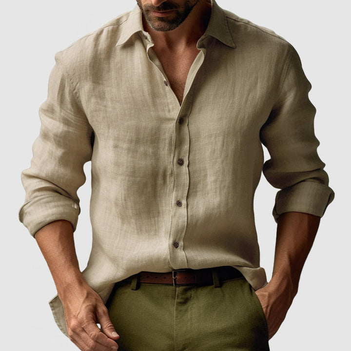 Vintage Linne Skjorta | Långärmad, Lätt och Andningsbar för Smart-Casual Stil 6