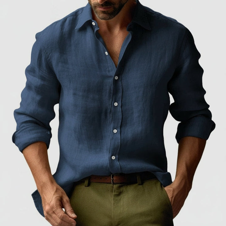 Vintage Linne Skjorta | Långärmad, Lätt och Andningsbar för Smart-Casual Stil 7