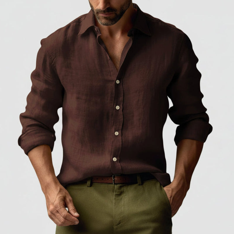 Vintage Linne Skjorta | Långärmad, Lätt och Andningsbar för Smart-Casual Stil 9