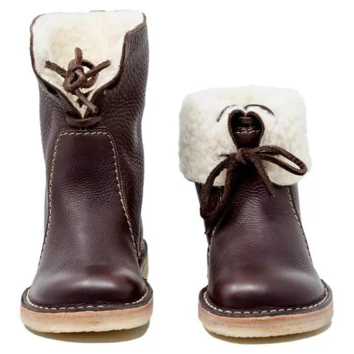 Vinter Comfort | Shearling-fodrade Ankelstövlar med Vikbar Manschett | Mjuk och Varm Design för Kalla Dagar 6