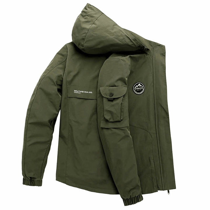 Vinterjacka för Män | Militärstil med Huva &amp; Ärmlomm för Värme och Stil 4