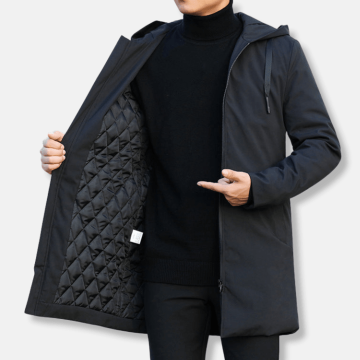 Vinterkappa för Män | Isolerad Quiltad Design med Huvlager | Bekväm och Värmande för Kalla Dagar 0