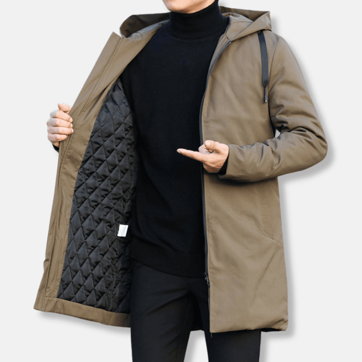 Vinterkappa för Män | Isolerad Quiltad Design med Huvlager | Bekväm och Värmande för Kalla Dagar 4