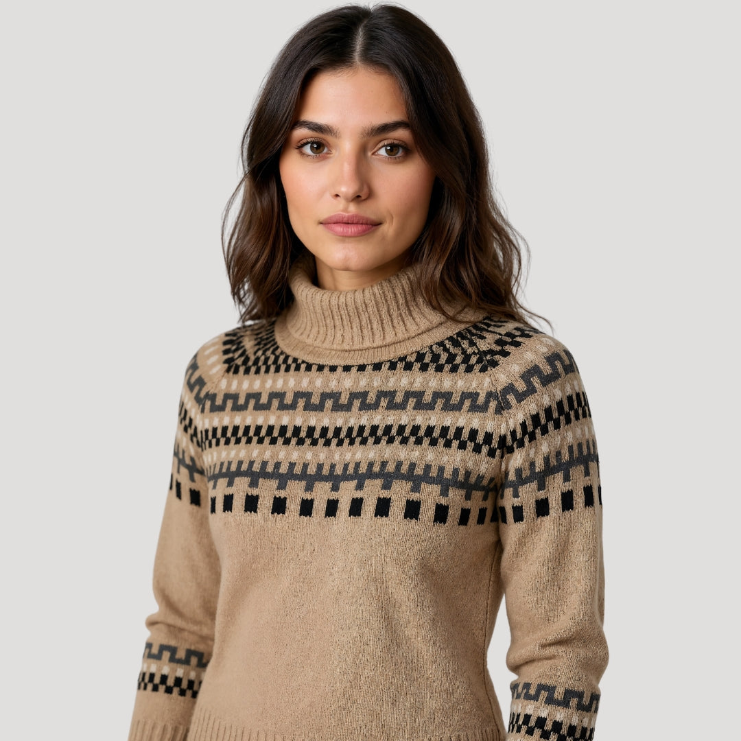 Vinterkollektion | Oversized Fair Isle Stickad Tröja med Hög Halsringning | Bekväm och Varm för Kalla Dagar 1