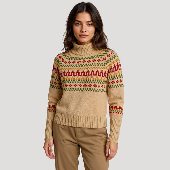Vinterkollektion | Oversized Fair Isle Stickad Tröja med Hög Halsringning | Bekväm och Varm för Kalla Dagar 4