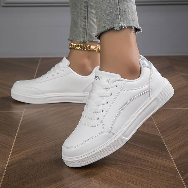 Vita Sneakers för Kvinnor med Ortopediskt Stöd och Metalliska Accenter | Elegant Design för Komfort och Stil 4