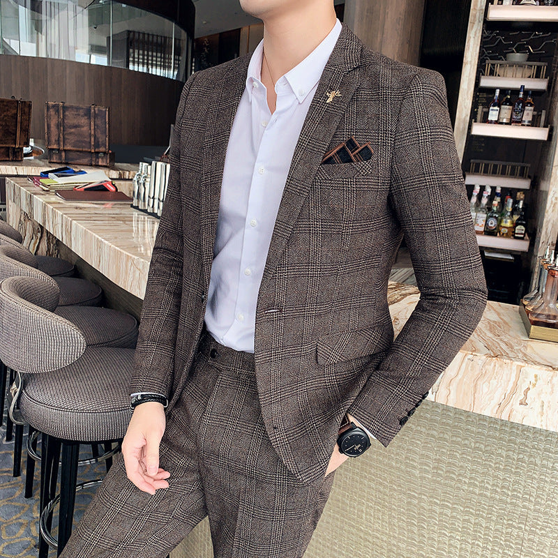 Ethan | Stylish Slim Fit Rutig Herrkostym Set Lissandra.se