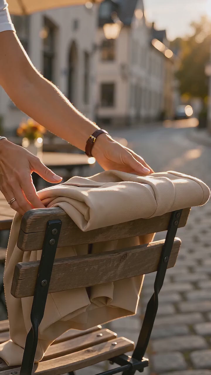 Kort film som visar skräddarsydd kavaj dam för eleganta tillfällen i rörelse — passform, material och detaljer.