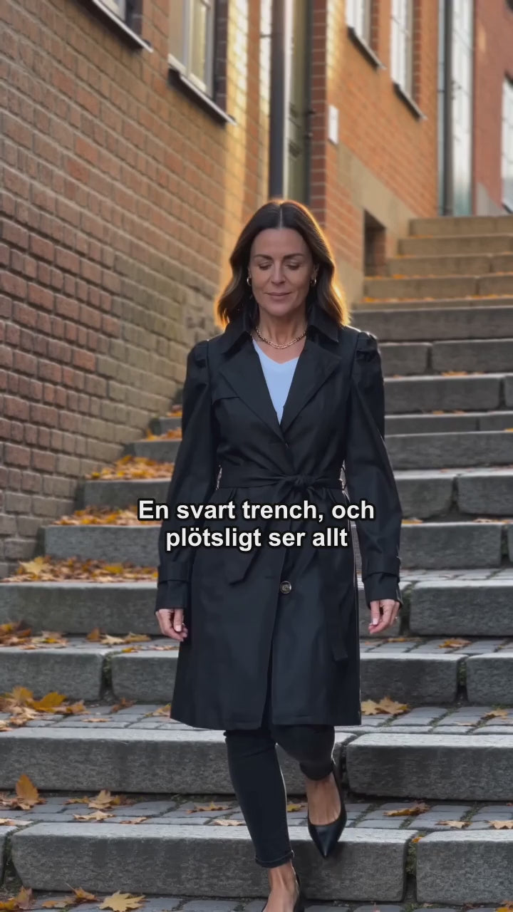 Elegant Lång Trenchcoat för Kvinnor med Vindtät Design | Justerbar Passform för Komfort