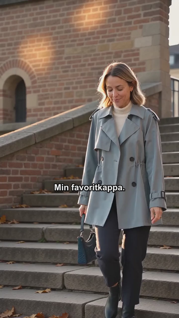 Elegant Trenchcoat | Klassisk Kappa med Knappstängning &amp; Fickor | Tidlös Design för Höstvädret
