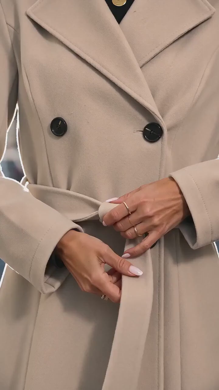 sophie elegant vandbar lang vinter trenchcoat for dam - produktvideo