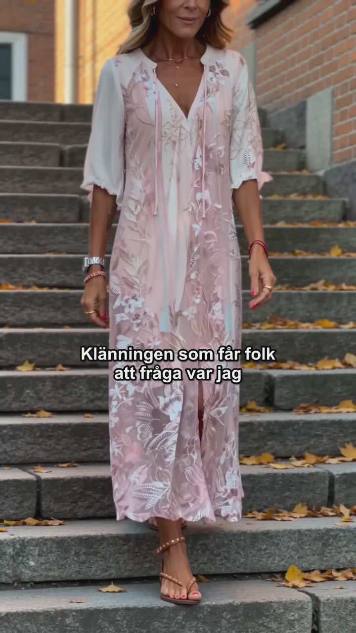 Sophie | Elegant Blommig Maxiklänning Dam med Spets